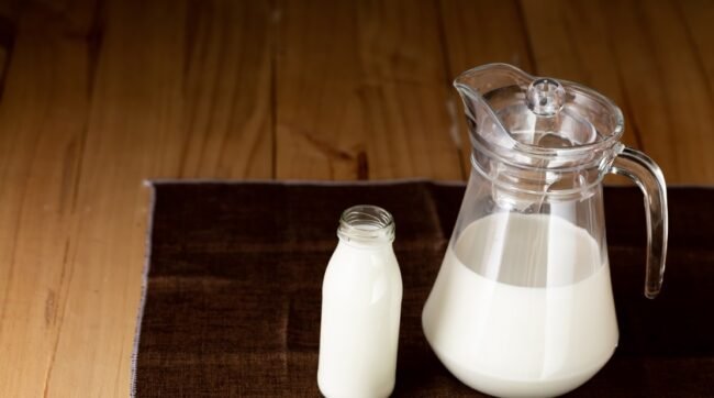 milk healthy dairy products on the table