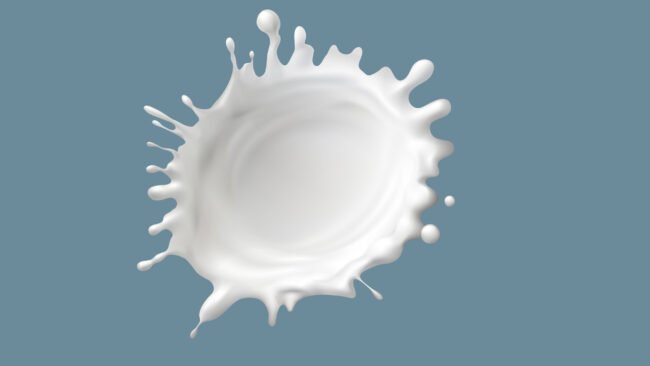 Milk splash or round swirl with drops, realistic